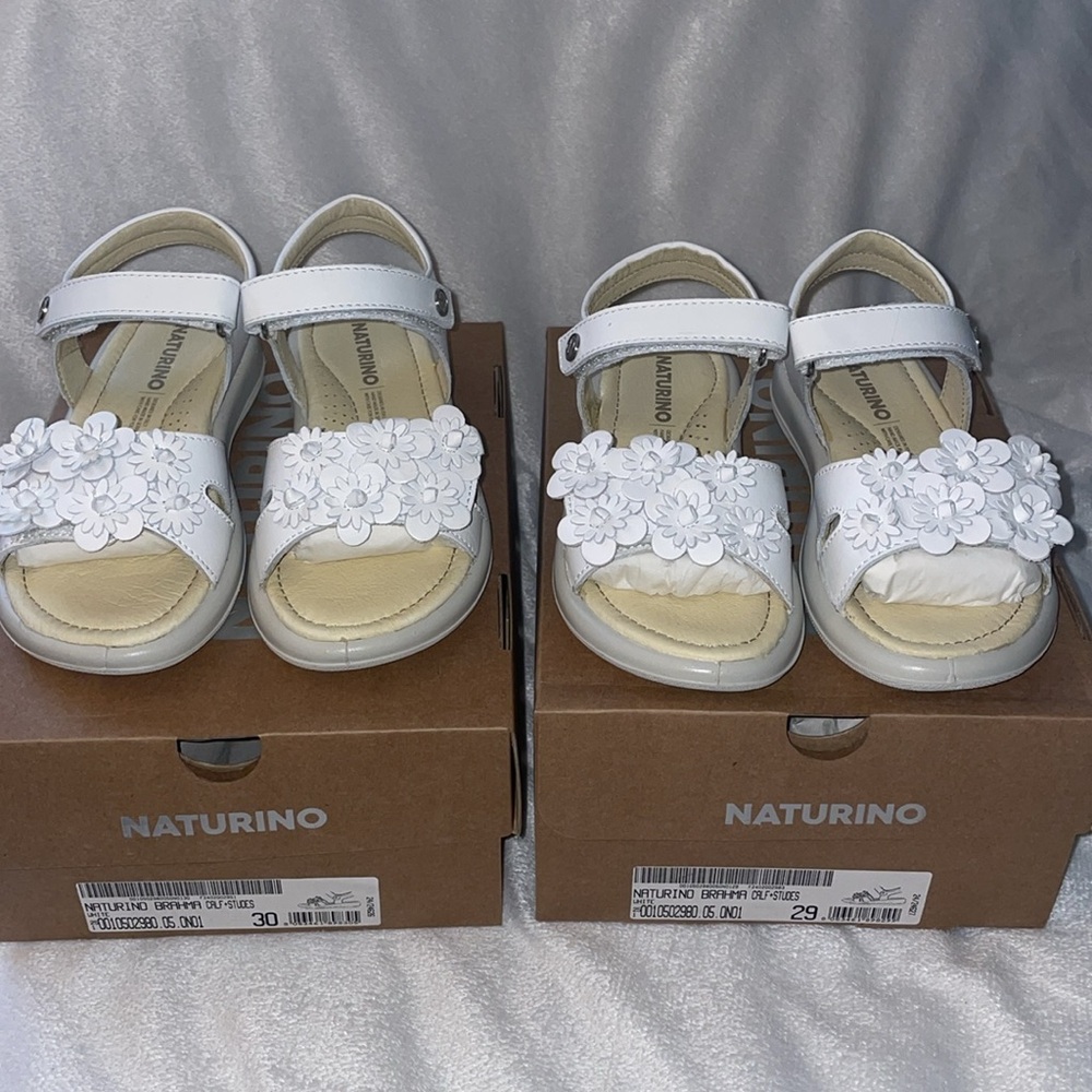 NWT NATURINO BRAHMA Leather sandals with flowers in White - Picture 6 of 11